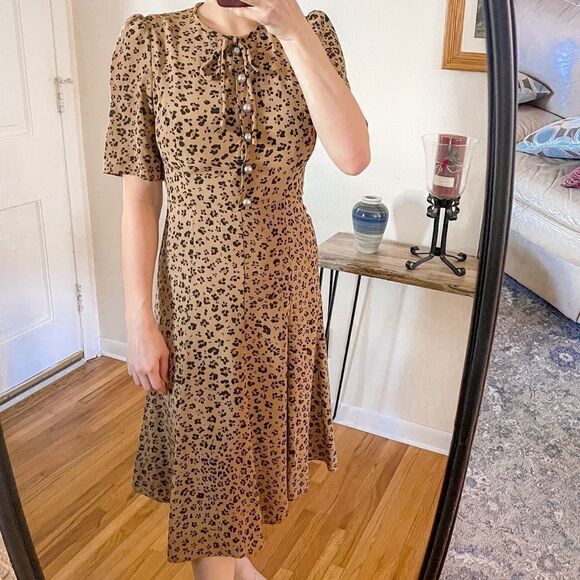 LK Bennett Montana Animal Print Silk Midi Dress - Picture 9 of 9